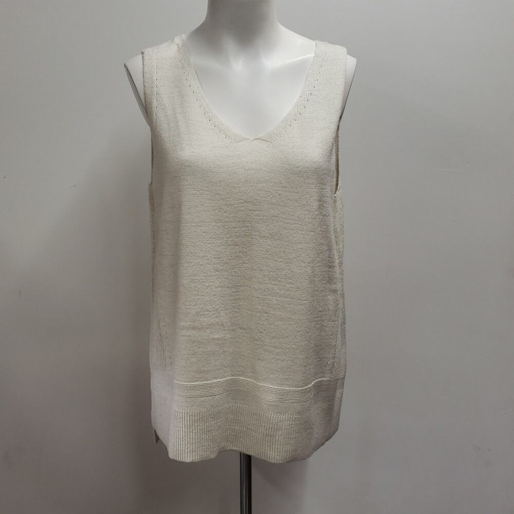 Apt. 9 Metallic Gold Sleeveless Knit Tunic Top Women's Size XL Beige
